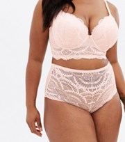 New Look Curves Pink Scallop Lace High Waist Briefs